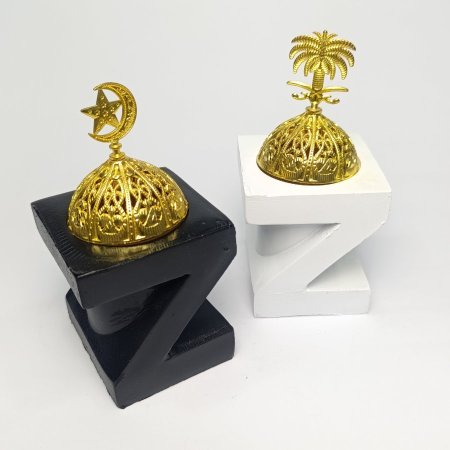 مبخرة شكل حرف Z اسطواني غطاء معدني ذهبي 