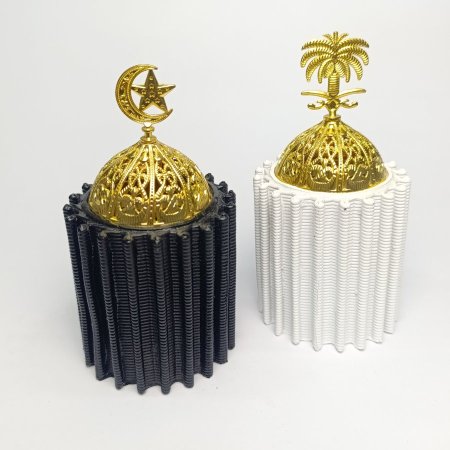 مبخرة اسطواني غطاء معدني ذهبي